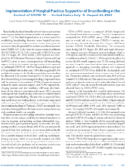 Implementation of Hospital Practices Supportive of Breastfeeding in the Context of COVID19  United States July 15August 20 2020