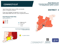 CT Congressional District 03 Heart Disease and Federally Qualified Health Centers Map 118th Congress