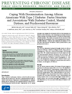 Coping With Discrimination Among African Americans With Type 2 Diabetes Factor Structure and Associations With Diabetes Control Mental Distress and Psychosocial Resources