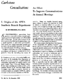 I Origins of the APHA Southern Branch experiment