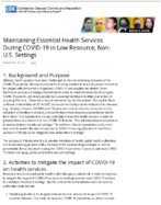 Maintaining Essential Health Services During COVID19 in Low Resource NonUS Settings 2020