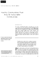 Healthy communities must also be sustainable communities