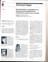 Standardization of Geological and Geomechanical Assessment at Underground Coal Mines in Canada
