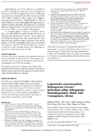 Legionella pneumophila Subspecies fraseri Infection after Allogeneic Hematopoietic Stem Cell Transplant China