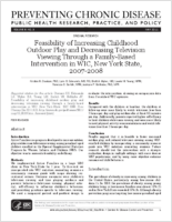 Feasibility of Increasing Childhood Outdoor Play and Decreasing Television Viewing Through a FamilyBased Intervention in WIC New York State 20072008