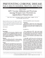 HPV Vaccine Attitudes and Practices Among Primary Care Providers in Appalachian Pennsylvania