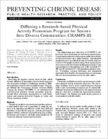 Diffusing a Researchbased Physical Activity Promotion Program for Seniors Into Diverse Communities CHAMPS III