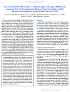 Use of MenACWYCRM Vaccine in Children Aged 2 Through 23 Months at Increased Risk for Meningococcal Disease Recommendations of the Advisory Committee on Immunization Practices 2013