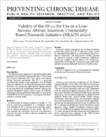 Validity of the SF12 for Use in a LowIncome African American CommunityBased Research Initiative REACH 2010