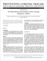 Acculturation and Dental Visits Among Hispanic Adults