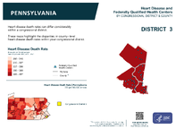 PA Congressional District 03 Heart Disease and Federally Qualified Health Centers Map 118th Congress