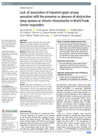Lack of Association of Impaired Upper Airway Sensation with the Presence or Absence of Obstructive Sleep Apnoea or Chronic Rhinosinusitis in World Trade Center Responders