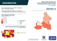 WA Congressional District 08 Heart Disease and Federally Qualified Health Centers Map 119th Congress