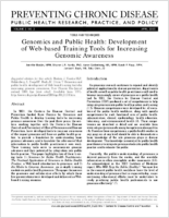 Genomics and Public Health Development of Webbased Training Tools for Increasing Genomic Awareness