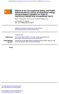 Effects of the Occupational Safety and Health Administrations Control of Hazardous Energy LockoutTagout Standard on Rates of MachineryRelated Fatal Occupational Injury