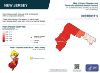 NJ Congressional District 05 Heart Disease and Federally Qualified Health Centers Map 119th Congress