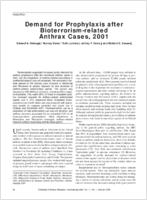 Demand for Prophylaxis after BioterrorismRelated Anthrax Cases 2001