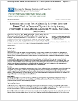 Recommendations for a Culturally Relevant InternetBased Tool to Promote Physical Activity Among Overweight Young African American Women Alabama 20102011