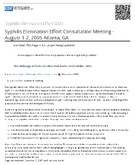 Syphilis Elimination Effort Consultation Meeting  August 12 2005 Atlanta GA