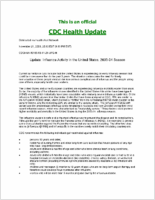 Update Influenza Activity in the United States 200304 Season November 21 2003 2010 EST 810 PM EST