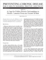 A Case for PublicPrivate Partnerships in Health Lessons From an Honest Broker