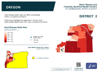 OR Congressional District 02 Heart Disease and Federally Qualified Health Centers Map 118th Congress