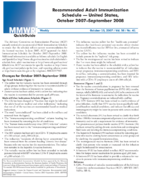 Recommended adult immunization schedule United States October 2007September 2008 MMWR 2007 564114