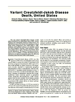 Variant CreutzfeldtJakob Disease Death United States