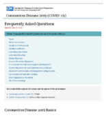 Coronavirus Disease 2019 COVID19 Frequently Asked Questions May 29 2020