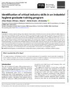 Identification of Critical Industry Skills in an Industrial Hygiene Graduate Training Program