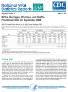Births Marriages Divorces and Deaths Provisional Data for September 2004