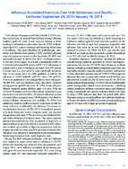 InfluenzaAssociated IntensiveCare Unit Admissions and Deaths  California September 29 2013January 18 2014