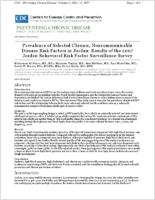 Prevalence of Selected Chronic Noncommunicable Disease Risk Factors in Jordan Results of the 2007 Jordan Behavioral Risk Factor Surveillance Survey