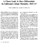 A closer look at race differentials in Californias infant mortality 19657