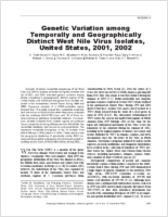 Genetic Variation among Temporally and Geographically Distinct West Nile Virus Isolates United States 2001 2002