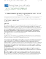 A Framework for Disseminating EvidenceBased Health Promotion Practices