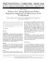 Tobacco Use Among Racial and Ethnic Population Subgroups of Adolescents in the United States