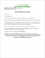 HAN Coordinators Daily Report October 1 2001 Monday October 01 2001 1700 EDT 500 PM EDT