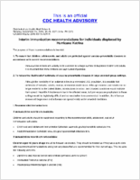 Interim Immunization Recommendations for Individuals Displaced by Hurricane Katrina Monday September 05 2005 1545 EDT 345 PM EDT