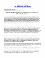 Possible West Nile Virus Infection in Organ Transplant Recipients  Information for Clinicians Wednesday September 04 2002 010 EDT 1210 PM EDT