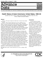 Health Status of Asian Americans United States 199294