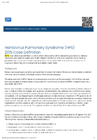 Hantavirus Pulmonary Syndrome HPS 2015 Case Definition