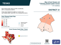 TX Congressional District 31 Heart Disease and Federally Qualified Health Centers Map 119th Congress