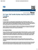 24YearOld Textile Worker Electrocuted in North Carolina FACE 8535
