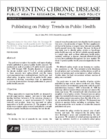 Publishing on Policy Trends in Public Health
