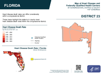 FL Congressional District 23 Heart Disease and Federally Qualified Health Centers Map 119th Congress