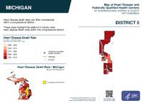 MI Congressional District 05 Heart Disease and Federally Qualified Health Centers Map 119th Congress