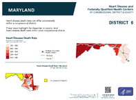 MD Congressional District 06 Heart Disease and Federally Qualified Health Centers Map 118th Congress