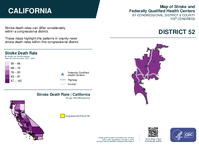 CA Congressional District 52 Stroke and Federally Qualified Health Centers Map 119th Congress