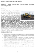 Grader Operator Run Over by Rear Tire While Jumpstarting Grader